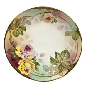 Vintage Royal Rudolstadt Cabinet Plate Prussian Porcelain Floral Hand Painted